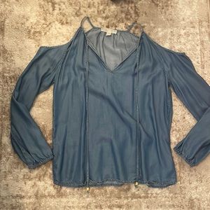 Michael Kors chambray off the shoulder top.